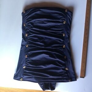 Juicy couture navy strapless one piece military style swim suit
